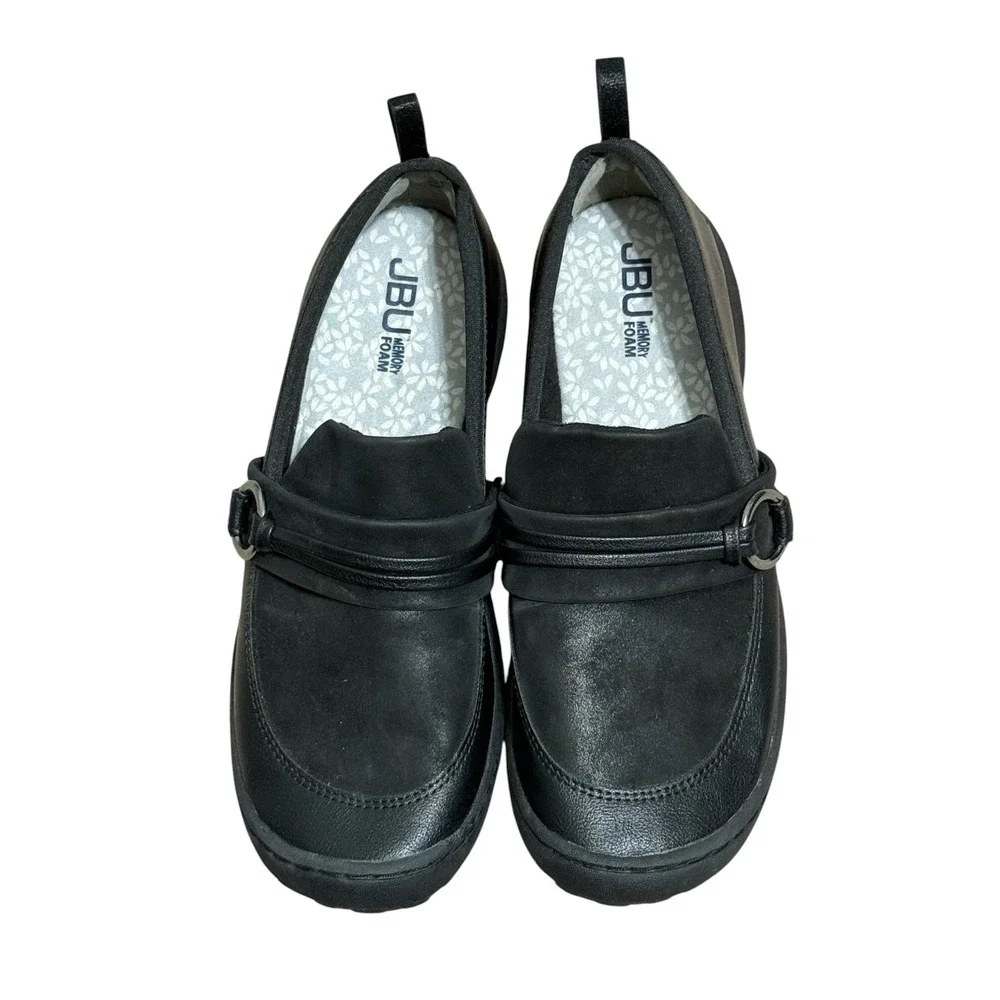 JBU Jambu Phoebe Black Vegan Leather Memory Foam Slip On Loafers Womens 9M‎
